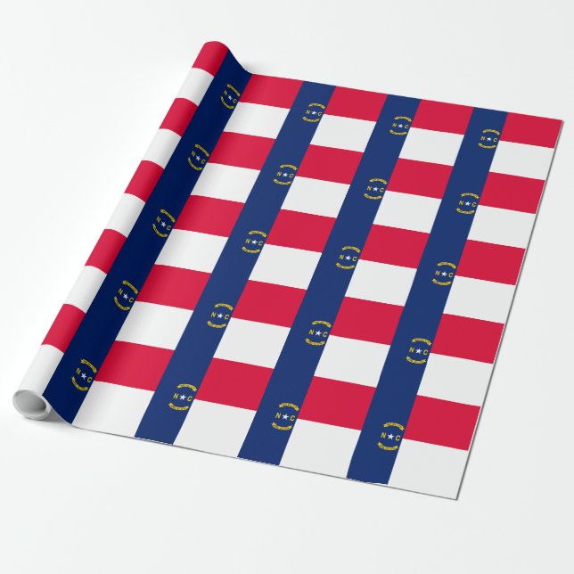 North Carolina State Flag Design Wrapping Paper (Unrolled)