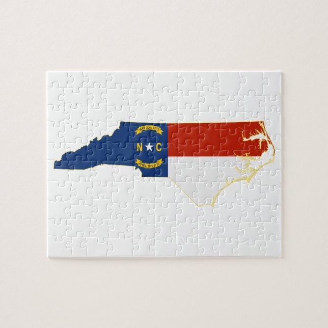 North Carolina State Flag Map Jigsaw Puzzle (Horizontal)