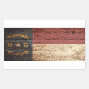 North Carolina State Flag on Old Wood Grain Rectangular Sticker