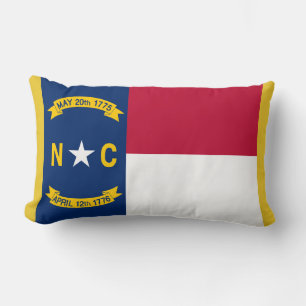 North Carolina State Flag Print Patriotic Lumbar Cushion