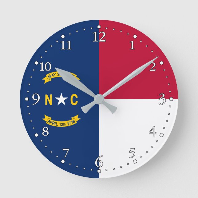 North Carolina State Flag Round Clock (Front)