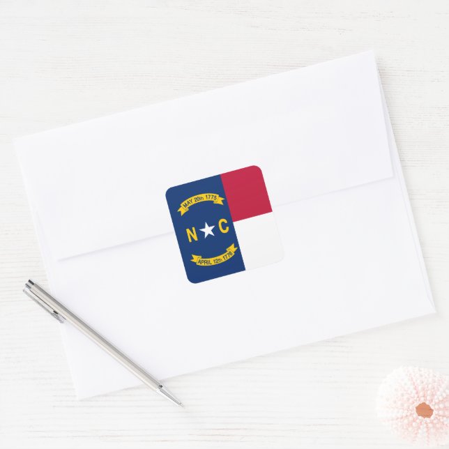 North Carolina State Flag USA Square Sticker (Envelope)