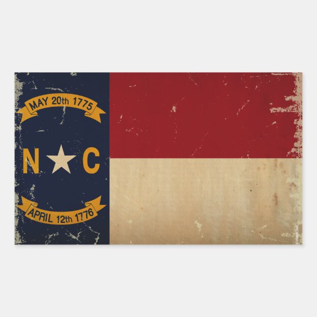 North Carolina State Flag VINTAGE. Rectangular Sticker (Front)