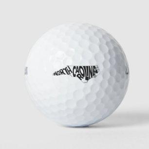 North Carolina State Name Word Art Black Golf Balls