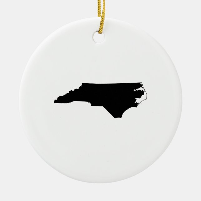 North Carolina State Outline Ceramic Ornament (Front)