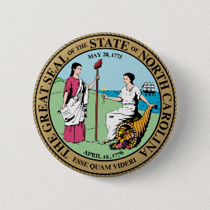 North Carolina state seal america republic symbol 6 Cm Round Badge