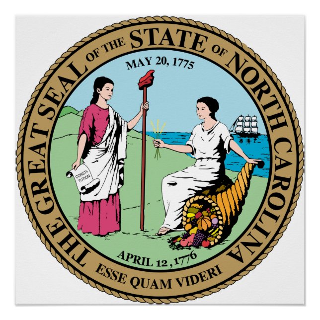 North Carolina state seal america republic symbol Poster (Front)