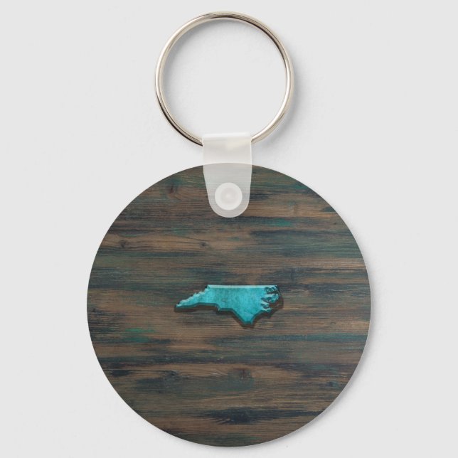 North Carolina State Shape Teal Key Ring (Front)