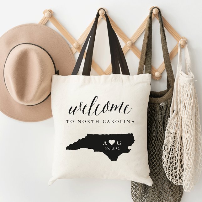 North Carolina State Silhouette Wedding Welcome Tote Bag (Creator Uploaded)