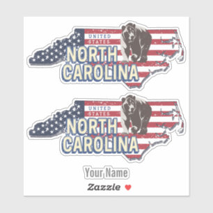 North Carolina State United States Map USA Vintage