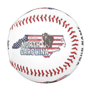 North Carolina State United States Map USA Vintage Baseball