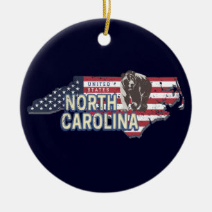 North Carolina State United States Map USA Vintage Ceramic Ornament