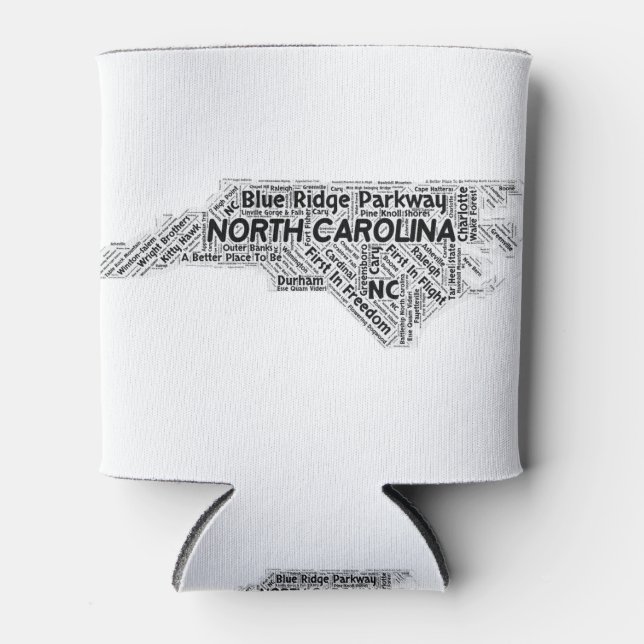 North Carolina State Word Cloud Can Cooler (Front)