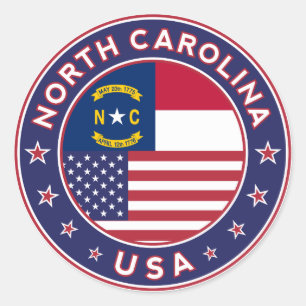 North Carolina sticker, phone case, tote bag Classic Round Sticker