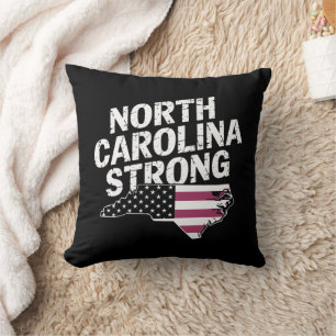 North Carolina Strong With NC State And USA Flag Cushion