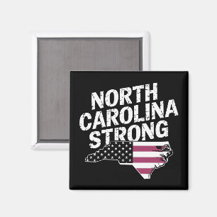 North Carolina Strong With NC State And USA Flag Magnet