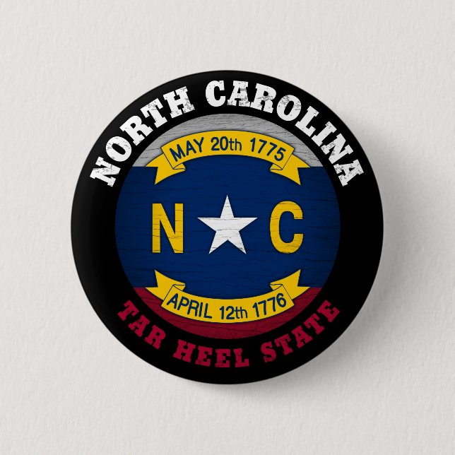 NORTH CAROLINA TAR HEEL STATE FLAG 6 CM ROUND BADGE (Front)