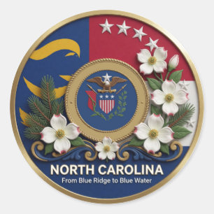 North Carolina Tar Heel State Heritage ✦ Classic Round Sticker