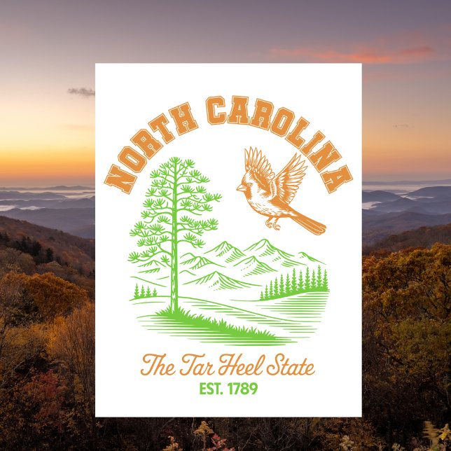 North Carolina The Tar Heel State Est. 1789 Travel Postcard (North Carolina)
