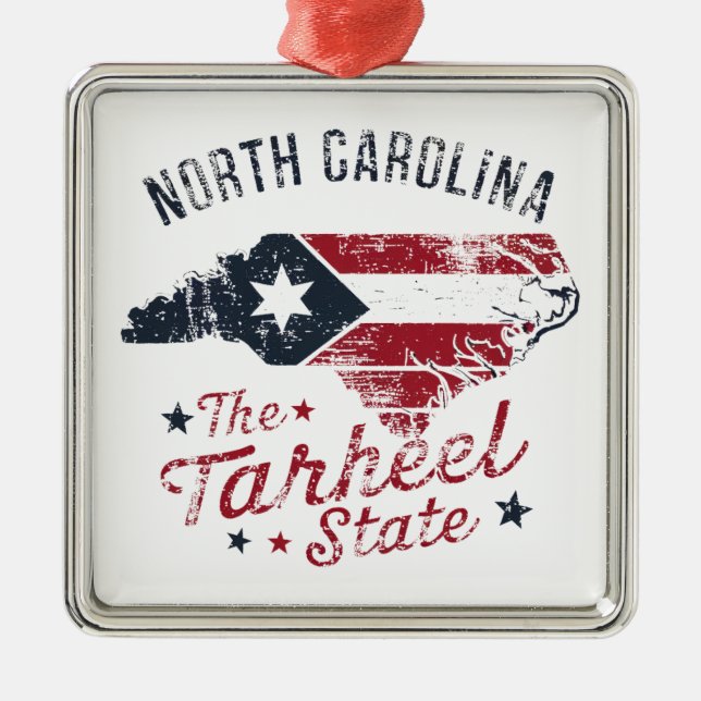 North Carolina The Tarheel State Map Metal Ornament (Front)
