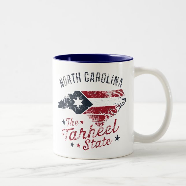 North Carolina The Tarheel State Map Two-Tone Coffee Mug (Right)