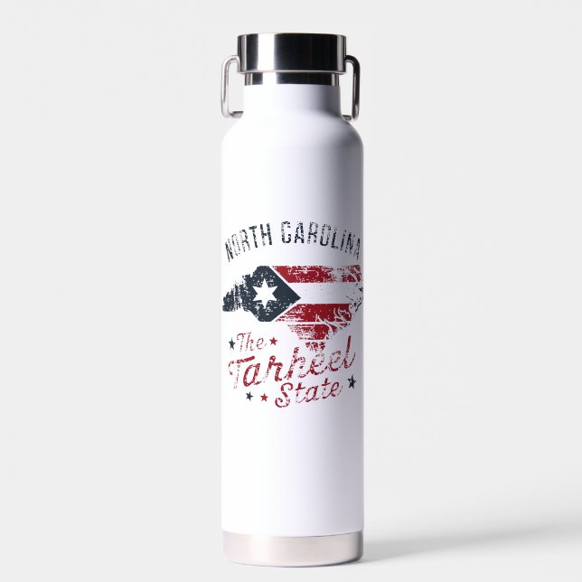 North Carolina The Tarheel State Map Water Bottle (Front)