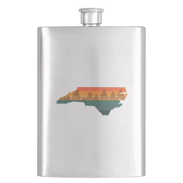 North Carolina Tree Silhouette Hip Flask (Front)