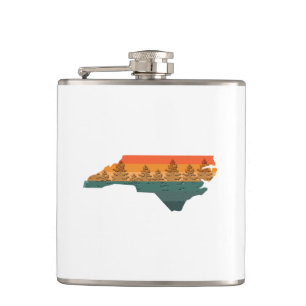 North Carolina Tree Silhouette Hip Flask