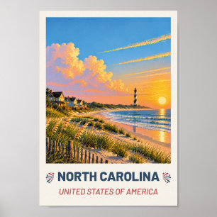 North Carolina USA – Vintage Travel Poster