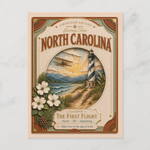 North Carolina Vintage Paper Cut American Arcana Postcard