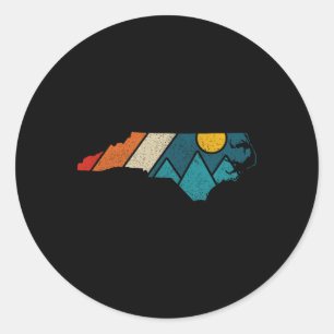 North Carolina Vintage State Map Mountains Hiking Classic Round Sticker