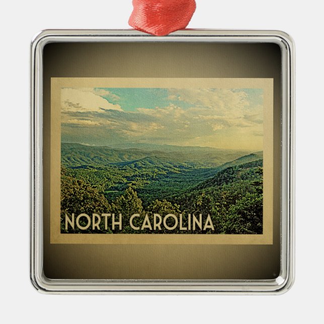 North Carolina Vintage Travel Ornament (Front)