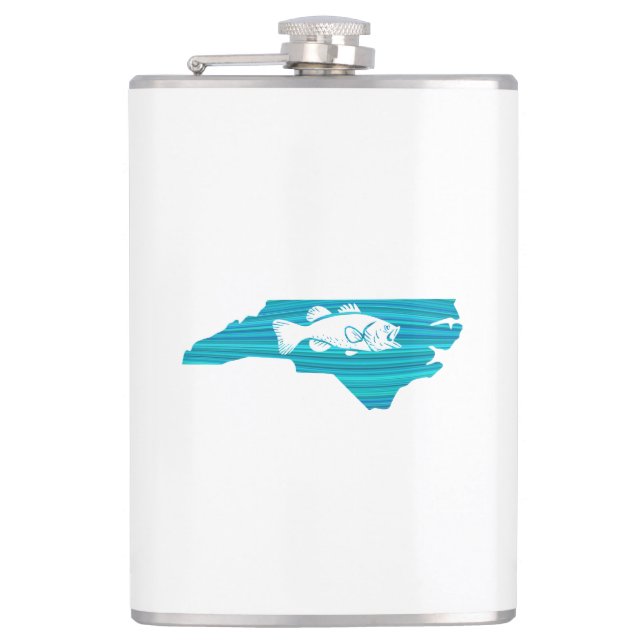 North Carolina Wave Fishing Hip Flask (Front)