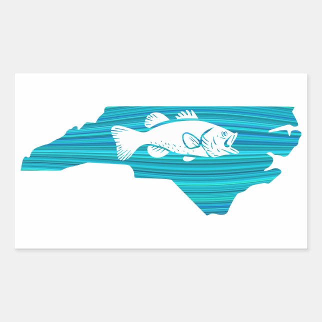 North Carolina Wave Fishing Rectangular Sticker (Front)