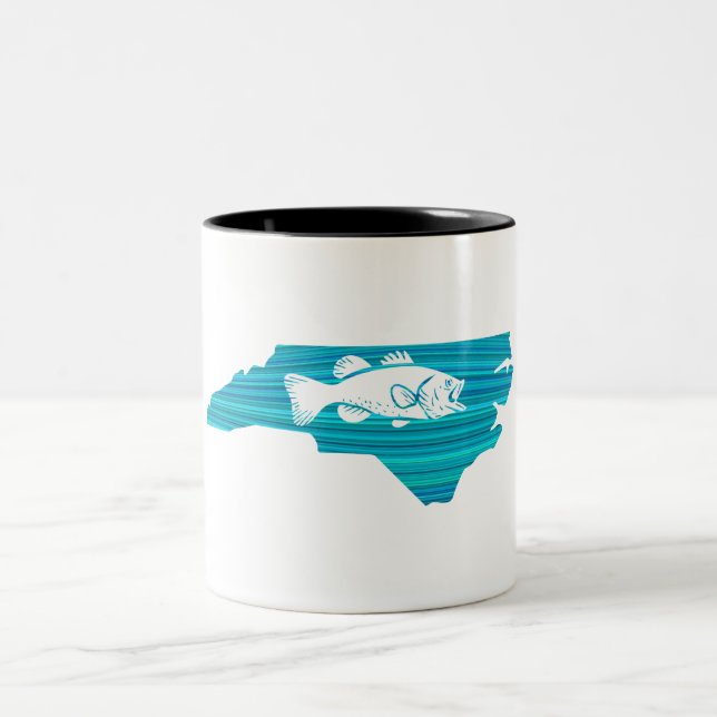 North Carolina Wave Fishing Two-Tone Coffee Mug (Center)