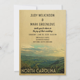 North Carolina Wedding Invitation Vintage Mountain