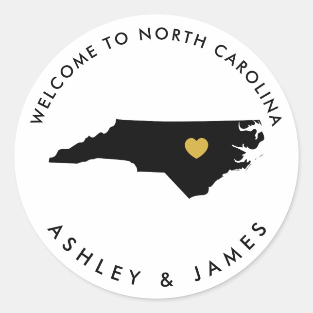 North Carolina Wedding Welcome Sticker for Box Bag (Front)