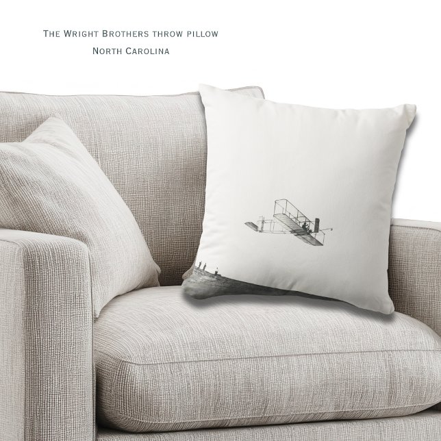 North Carolina Wright Brothers Throw Pillow (Where history meets home decor. The Wright Brothers Throw PIllow, personalized)