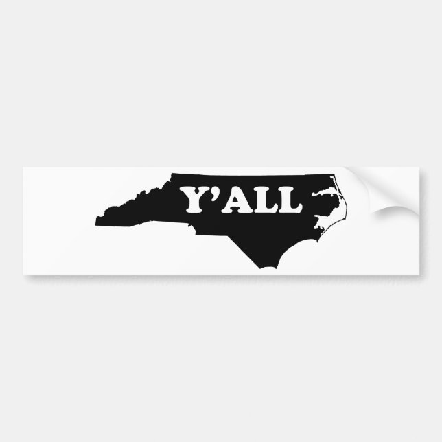 North Carolina Yall Bumper Sticker (Front)