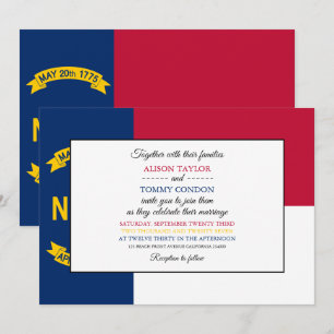 North Carolinian Flag, North Carolina Wedding Invitation