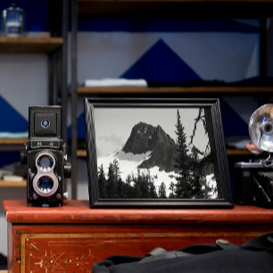 North Cascades Mountain Peak Black and White Photo Print