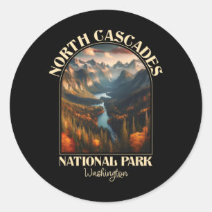 North Cascades National Park Autumn Season Camping Classic Round Sticker