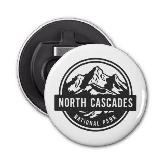North Cascades National Park Black White Emblem Bottle Opener