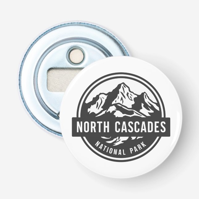 North Cascades National Park Black White Emblem  Bottle Opener (Front)