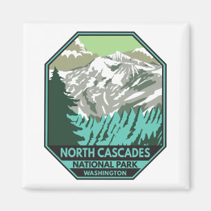 North Cascades National Park Goode Mountain Retro Magnet