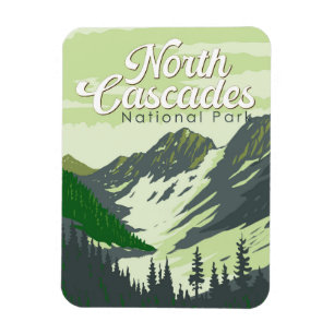North Cascades National Park Illustration Travel Magnet