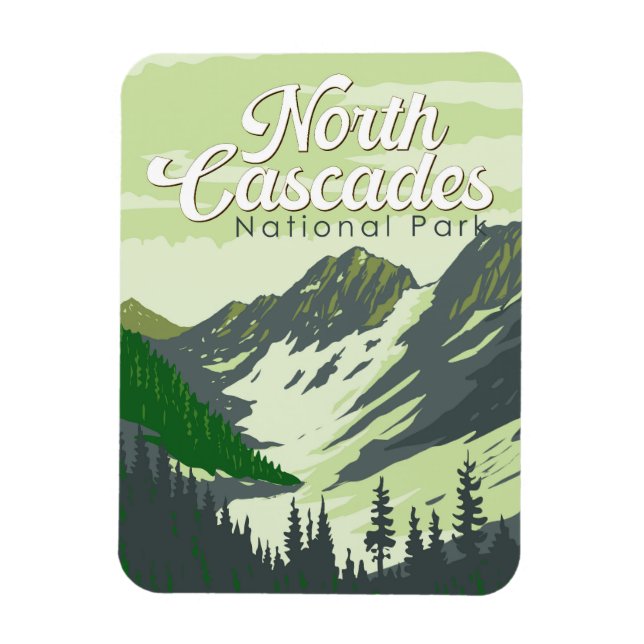 North Cascades National Park Illustration Travel Magnet (Vertical)