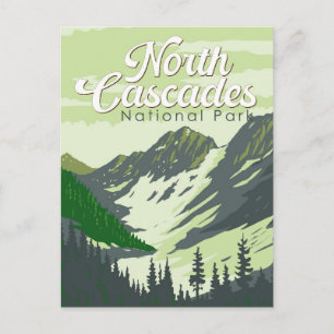 North Cascades National Park Illustration Travel Postcard