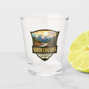 North Cascades National Park Illustration Travel Shot Glass