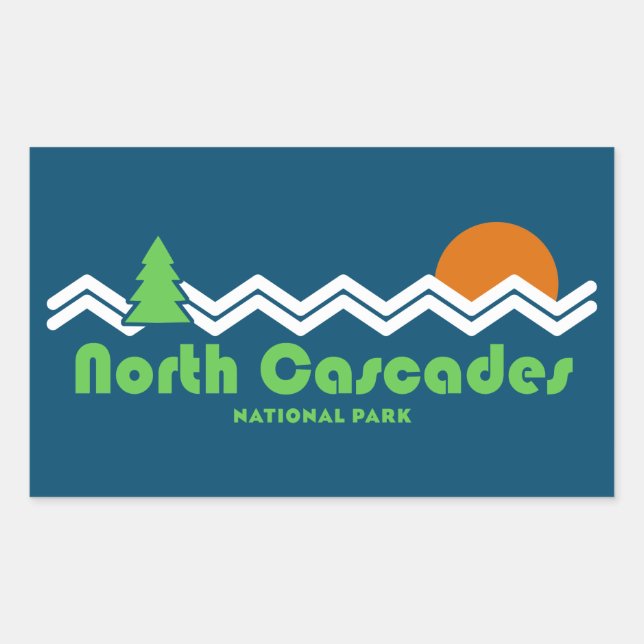 North Cascades National Park Retro Rectangular Sticker (Front)